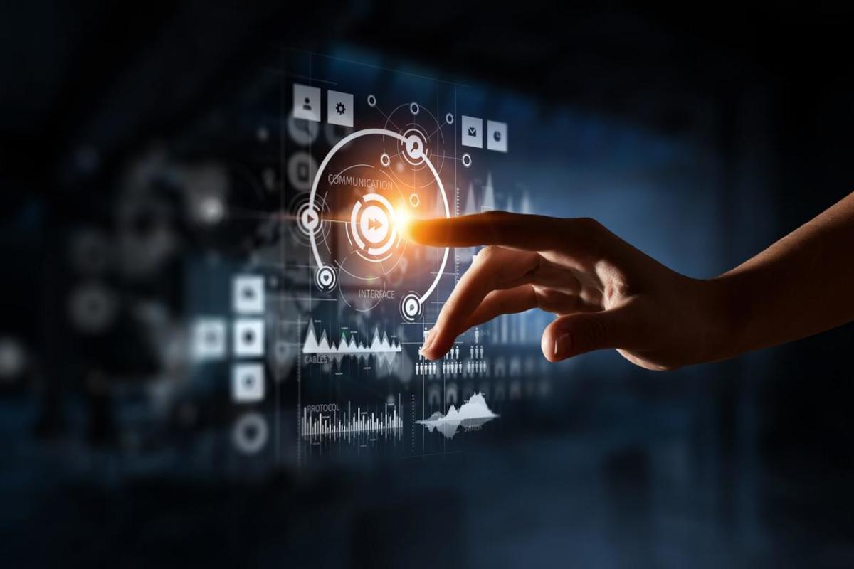 Man using digital technology diagram