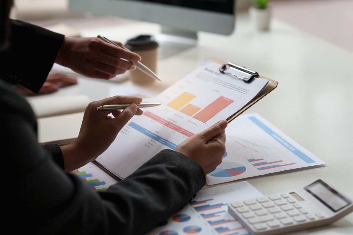 Businessman looking at charts