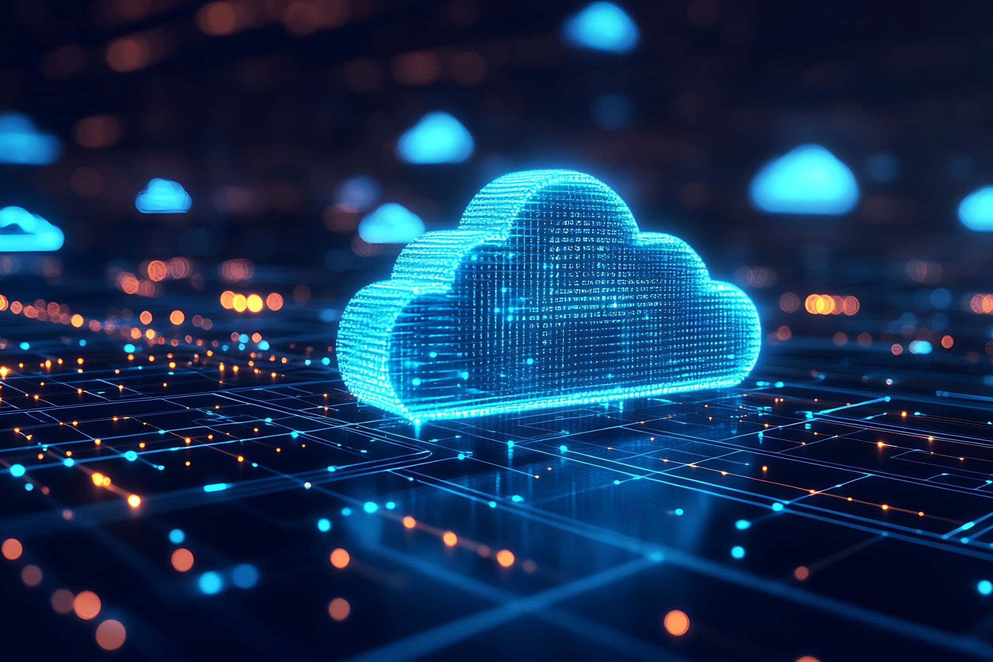 3D cloud computing technology concept